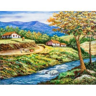 Amid Mountains,'Original Signed Costa Rican Landscape Oil Painting'