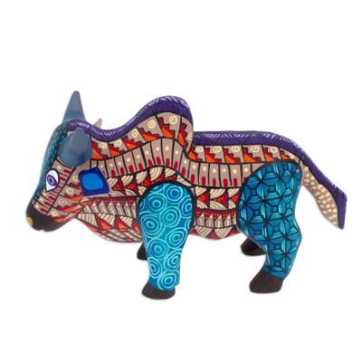 Formidable Bull,'Wood Alebrije Bull Figurine Hand-Painted in Mexico'