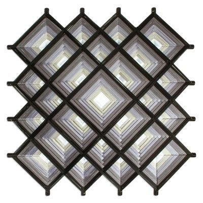 Coal Divinity,'Pine Wood Handwoven Coal Wall Art with Geometric Motifs'