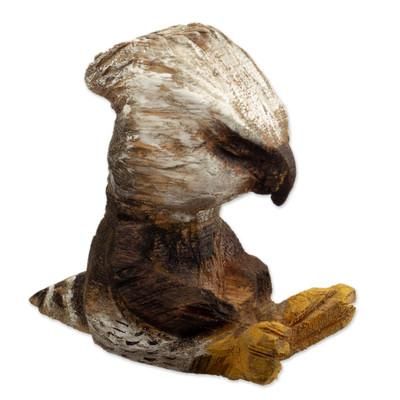 'Hand-Carved Cedar Wood Sculpture of an Eagle from Peru'