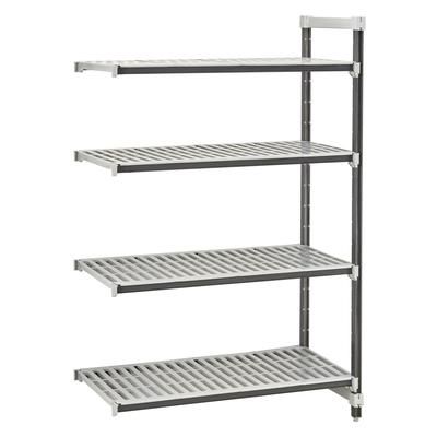 Cambro EXA245484V4480 54" NSF 4-Tier Polymer Shelf Kit - Camshelving Elements XTRA, 24"W, 84"H, Gray