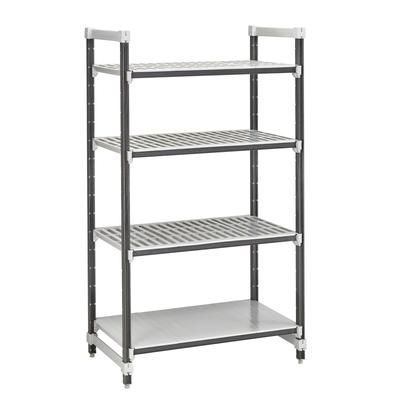 Cambro EXU183084VS4480 30" NSF 4-Tier Polymer Shelf Kit - Camshelving Elements XTRA, 18"W, 84"H, Gray
