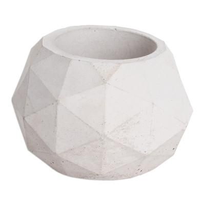 Geometric Spaces,'Handcrafted Geometric Cement Flower Pot from El Salvador'