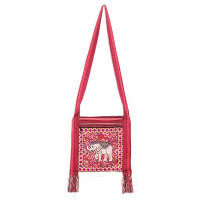 'Classic Elephant-Themed Floral Red Sling made in Thailand'