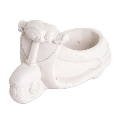 Evergreen Scooter,'Handcrafted Whimsical Classic Scooter Cement Flower Pot'