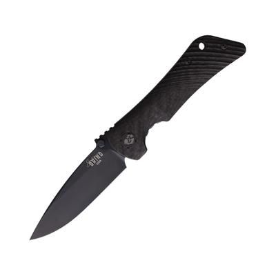 Southern Grind Spider Monkey CF Folding Knife 4.25in Closed 3.25in Black Oxide Coated Magnacut Steel Drop Point Blade Carbon Fiber Handle SG06130108