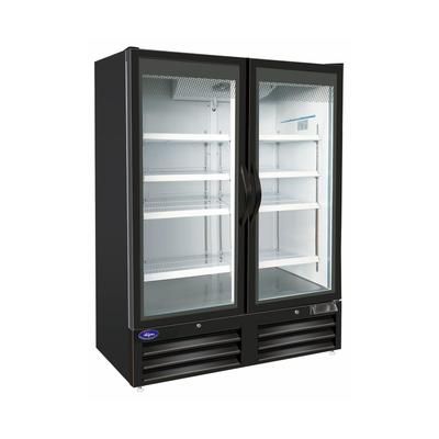 Valpro VP2R-48M 54" 2 Section Glass Door Merchandiser - 2 Left/Right Hinge Doors, Black, 115v, 48 cu. ft
