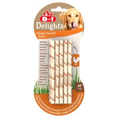 10 Sticks Chicken Small Dogs Twisted Sticks 8in1 Delights Dog Treats