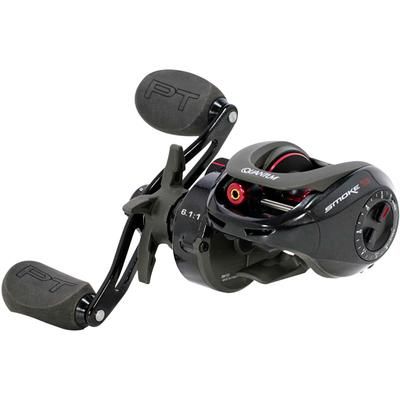 Quantum Smoke Baitcast Reel SZ 100 Reel RH Retrieve Large EVA Handle Knobs and Continuous Anti-Reverse Clutch 10+1 Bearings 6.1-1 Ratio Black