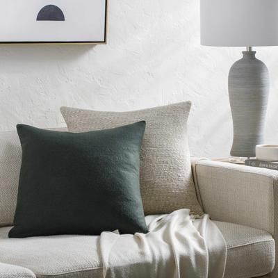 Meabh 18" Square Modern Wool Ink/Charcoal/Onyx/Light Silver/Lunar Green Throw Pillow - Boutique Rugs