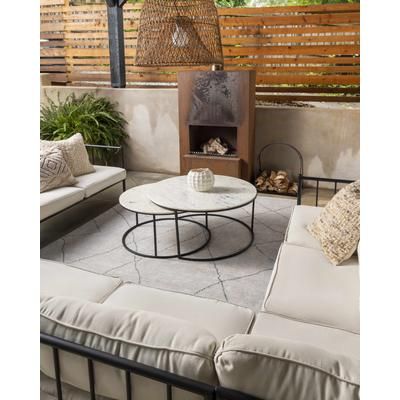Lindy 22" Square Cottage Pearl/Off White/Brick Red/Ash/Tan/Pale Pink/Ivory Outdoor Throw Pillow - Boutique Rugs