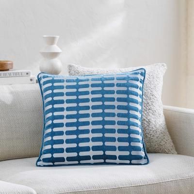 Lynna 18" Square Modern Cotton Teal Throw Pillow - Boutique Rugs