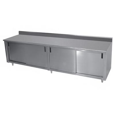 Advance Tabco ECK-SS-248-X 96" Enclosed Work Table w/ Sliding Doors, 5" Backsplash, 24"D, Stainless Steel