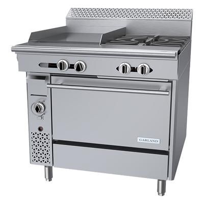 Garland C36-4C LP 36" 2 Burner Commercial Gas Range w/ Griddle & Convection Oven, Liquid Propane, Stainless Steel, Gas Type: LP