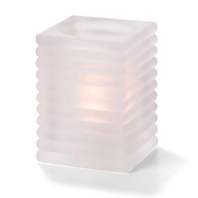 Hollowick 1511SC Horizontal Rib Glass Block Lamp, 4 1/8" H x 2 7/8" W, Satin Crystal, White