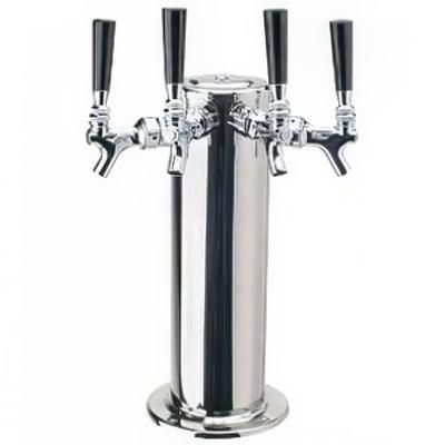 Micro Matic DS-144-PSS Countertop Column Draft Beer Tower w/ 4 Faucets - Air Cooled, Stainless Steel