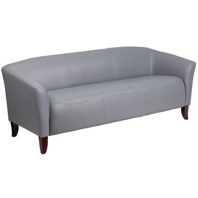 Flash Furniture 111-3-GY-GG 72 3/4" Reception Sofa w/ Gray LeatherSoft Upholstery - Cherry Wood Feet