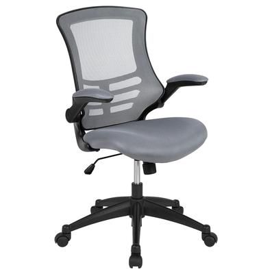 Flash Furniture BL-X-5M-DKGY-GG Swivel Drafting Chair w/ Dark Gray Mesh Back & Seat - Black Base w/ Foot Ring