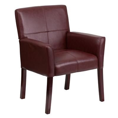Flash Furniture BT-353-BURG-GG Reception Side Chair - Burgundy LeatherSoft Upholstery, Mahogany Wood Legs, Purple