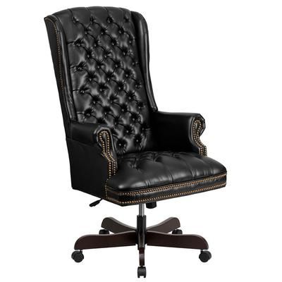 Flash Furniture CI-360-BK-GG Swivel Office Chair w/ High Back - Black LeatherSoft Upholstery