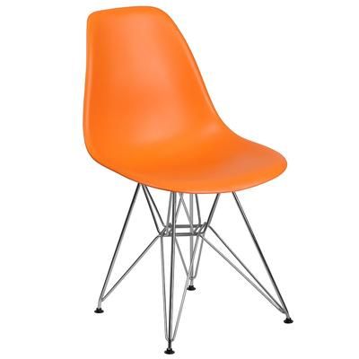 Flash Furniture FH-130-CPP1-OR-GG Accent Side Chair - Orange Plastic Seat, Chrome Base