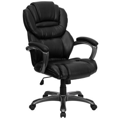 Flash Furniture GO-901-BK-GG Swivel Office Chair w/ High Back - Black LeatherSoft Upholstery