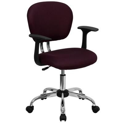 Flash Furniture H-2376-F-BY-ARMS-GG Swivel Office Arm Chair w/ Mid Back - Burgundy Mesh Back & Seat, Chrome