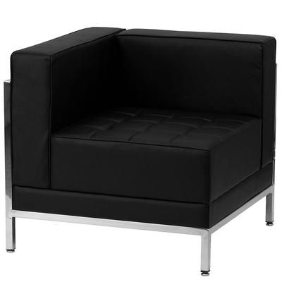 Flash Furniture ZB-IMAG-LEFT-CORNER-GG Modular Left Corner Chair - Black LeatherSoft Upholstery, Stainless Legs
