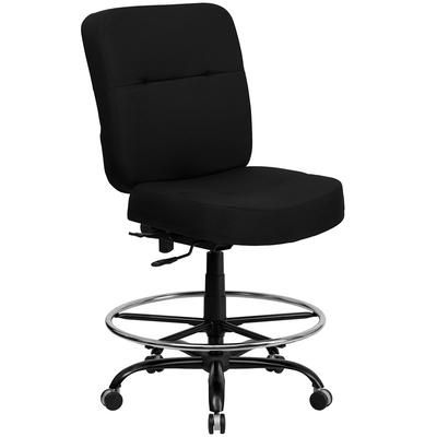 Flash Furniture WL-735SYG-BK-D-GG Swivel Big & Tall Drafting Stool w/ High Back - Black Fabric Upholstery
