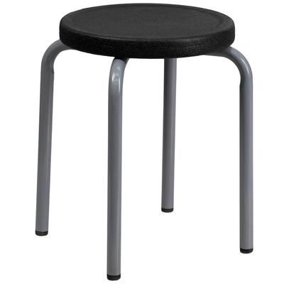 Flash Furniture YK01B-GG Stackable Stool w/ Black Plastic Seat - Steel Frame