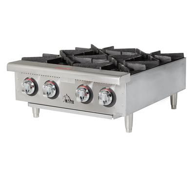 Star 604HF Star-Max 24" Gas Hotplate w/ (4) Burners & Manual Controls, 4 Cast Iron Burners, 100, 000 Total BTU, Stainless Steel, Gas Type: Convertible