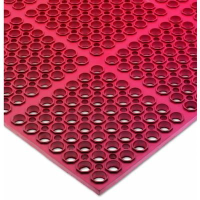 San Jamar KM2200B Rubber Kitchen Mat, Anti-Slip, Grease Proof, 3' x 5', Bagged, Red