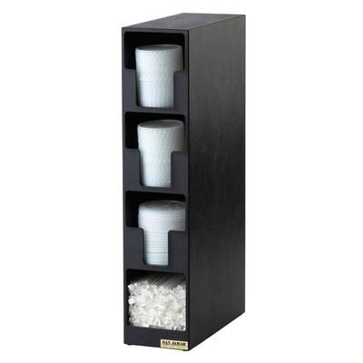 San Jamar L2203 Dimension Lid Tower, 3 Lid, 1 Straw, Black Poly