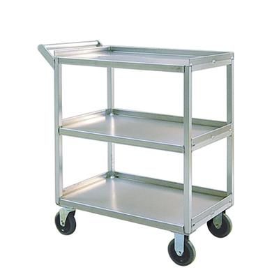 New Age 97769 3 Level Aluminum Utility Cart w/ 550 lb Capacity, Raised Ledges, Silver