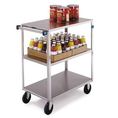 Lakeside 352 3 Level Stainless Utility Cart w/ 500 lb Capacity, Flat Ledges, Silver