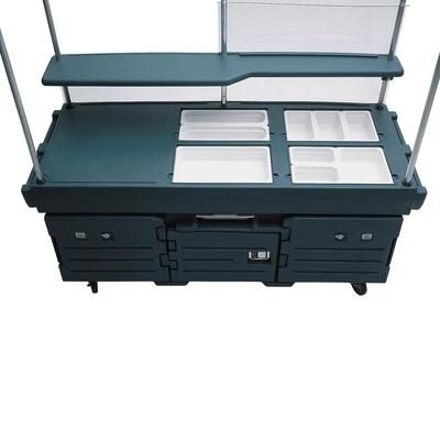 Cambro KVC854192 Kiosk Type Food Cart w/ Lockable Storage, 85 1/8"L x 33 1/2"W x 70 1/2"H, Green, 4 Pan Wells, Granite Green