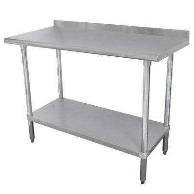 Advance Tabco FMSLAG-243-X 36" 16 ga Work Table w/ Undershelf & 304 Series Stainless Steel Top, 1 1/2" Backsplash