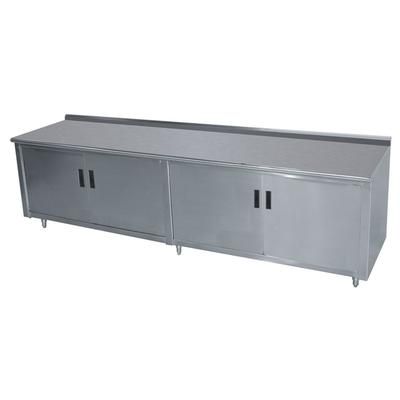 Advance Tabco HK-SS-249M 108" Enclosed Work Table w/ Swing Doors & Midshelf, 5" Backsplash, 24"D, Stainless Steel