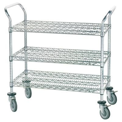 Advance Tabco WUC-1836P 3 Level Chrome Plated Utility Cart w/ 1000 lb Capacity, Flat Ledges, Silver