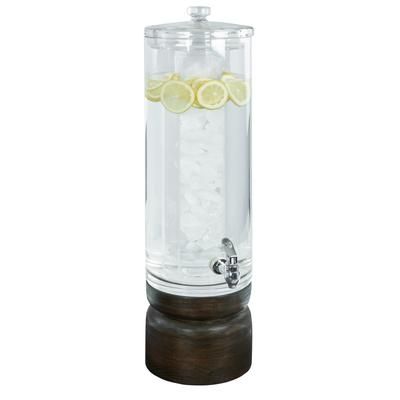 Cal-Mil 22441-3-112 10" Round Beverage Dispenser - 29"H, Clear Plastic Container/Vintage Dark Stained Oak Base
