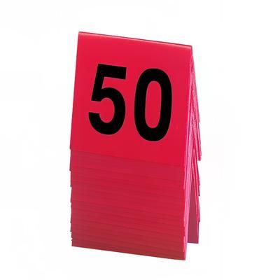 Cal-Mil 226-1 Tabletop Number Tents - 26 50, 3" x 3", Red/Black
