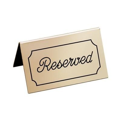 Cal-Mil 273-11 "Reserved" Table Tent Sign - 3" x 5", Gold/Black