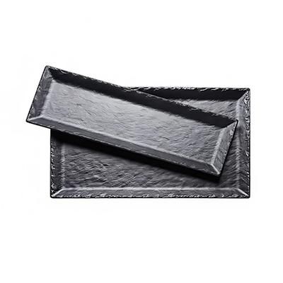 Cal-Mil 3459-2113-65M 21" x 13" Rectangular Platter - Melamine, Black Faux Slate