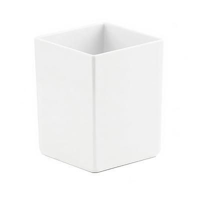 Cal-Mil C1432BODYC Write-on 4" White Melamine Jar - Square, 12 oz