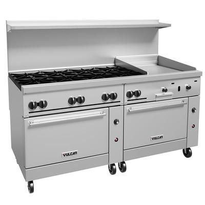 Vulcan 72CC-8B24GT 72" 8 Burner Commercial Gas Range w/ Griddle & (2) Convection Ovens, Liquid Propane, Thermostatic Control, 2 Convection Ovens, Stainless Steel, Gas Type: LP