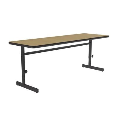 Correll CSA2472-16-09-09 Desk Height Work Station, 1 1/4" Top, Adjust to 29", 72" x 24", Fusion Maple/Black, Brown
