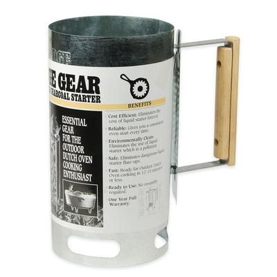 Lodge A5-1 6 1/2" Round Camp Charcoal Chimney Starter w/ Wooden Handle