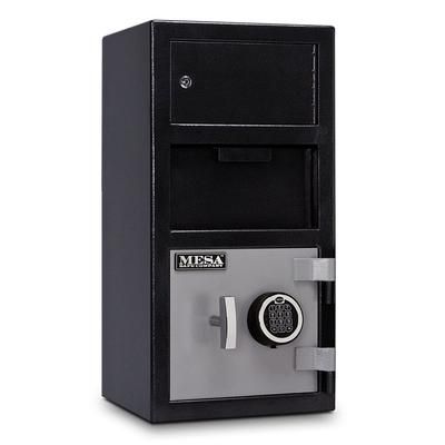Mesa MFL2014E-OLK BLKGR 1 1/2 cu ft 2 Compartment Drop Safe w/ Electronic Lock, All Steel, Black / Grey