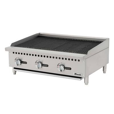 Migali C-RB36 36" Natural Gas Charbroiler w/ Cast Iron Grates, 105,000 BTU, Stainless Steel, Gas Type: NG
