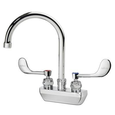 Krowne 14-401L-W-H4 Wall Mount Faucet w/ 6" Gooseneck Spout & VR Wrist Action Handles - 4" Centers, 1.5 GPM